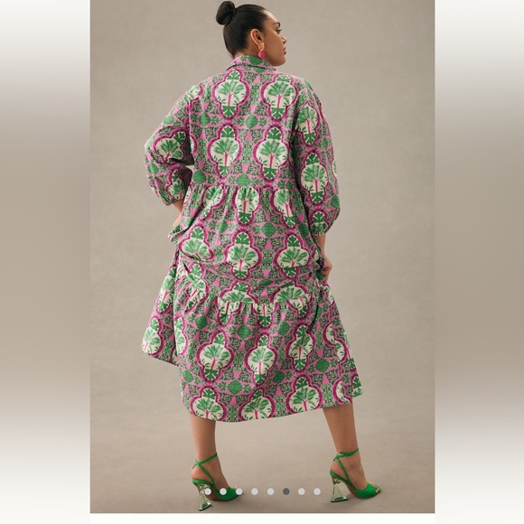 ANTHROPOLOGIE NWT BETTINA TIERED SHIRT DRESS 🍉 - Picture 4 of 9